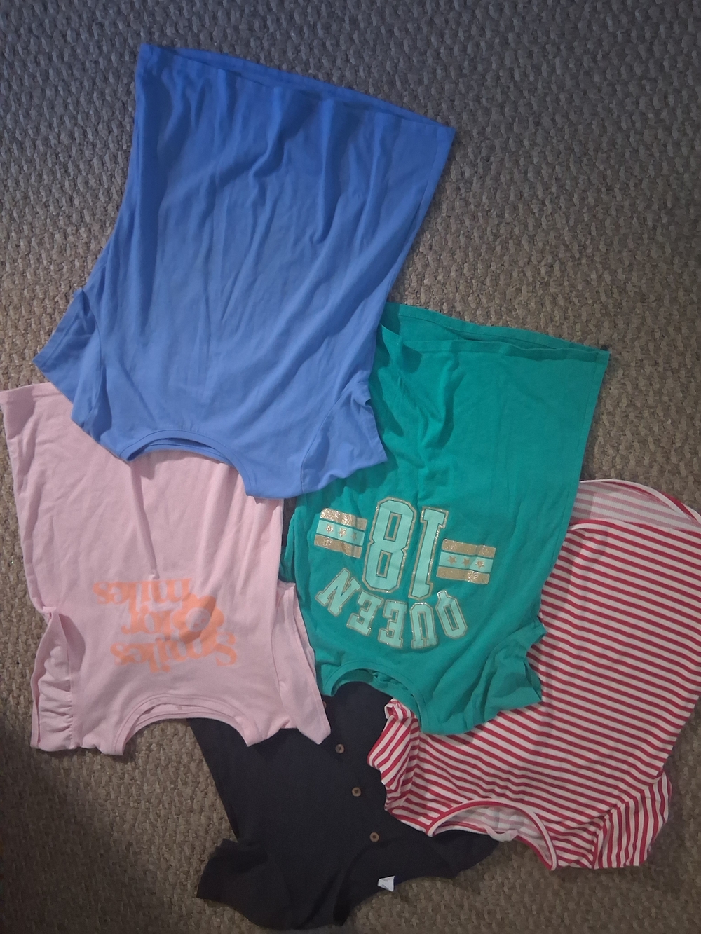 Mixed Casual Tee Bundle - Blue, Teal, Pink, Red Stripe, Black